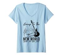 Mujer Vivir en el nuevo mundo con un alma vieja Camiseta Cuello V