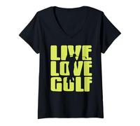 Mujer Vivir Jugar Amar el Golf Divertido Camiseta Cuello V