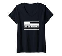 Mujer Vivir la República Patriótica Patria Loyal Democratic Camiseta Cuello V