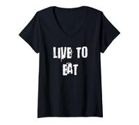 Mujer Vivir para Comer Camiseta Cuello V