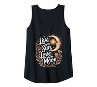 Mujer Vivir por el Sol Amor por la Luna Místico Celestial Boho Camiseta sin Mangas