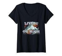 Mujer Vivir Vintage En Las Montañas Rocosas Altas Camiseta Cuello V