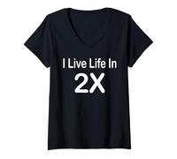 Mujer Vivo la vida en 2 veces más rápido que tú Camiseta Cuello V