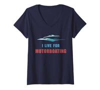 Mujer Vivo para el Motorboating Velero Capitán del Mar Camiseta Cuello V