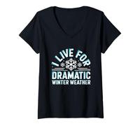 Mujer Vivo para un Amante dramático de la tormenta de Nieve del Clima Invernal Camiseta Cuello V