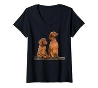 Mujer Vizsla Perro Raza Hermoso Húngaro Vizsla Perro Camiseta Cuello V