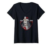 Mujer Vlad The Empaler - Tepes Gobernante gótico Vampiro Colmillos Drácula Camiseta Cuello V