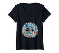 Mujer Voces del Patrimonio Unidad Cultural Arte Camiseta Cuello V
