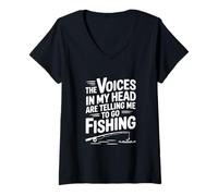 Mujer Voces en mi Cabeza me Dicen Que Vaya a Pescar Camiseta Cuello V