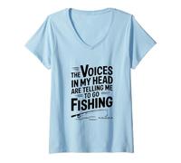 Mujer Voces en mi Cabeza me Dicen Que Vaya a Pescar Camiseta Cuello V