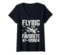 Mujer Volar es mi Palabra F Favorita Camiseta Cuello V