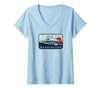 Mujer Volcán Vintage Mount Saint Helens Washington Retro Style Camiseta Cuello V