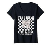 Mujer Voleibol Chica Sí Sirvo Como Una Chica Quiero Una Lección Camiseta Cuello V