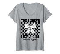Mujer Voleibol Chica Sirvo Como Una Chica Quiero Una Lección Camiseta Cuello V