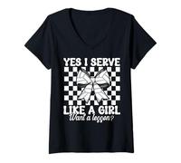 Mujer Voleibol Chica Sirvo Como Una Chica Quiero Una Lección Camiseta Cuello V