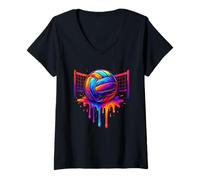 Mujer Voleibol Goteo Día del Juego Jugador Deportivo Niñas Adolescentes Camiseta Cuello V