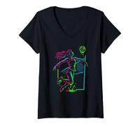 Mujer Voleibol Goteo Estilo Chica Jugador Volando para Power Hit Camiseta Cuello V