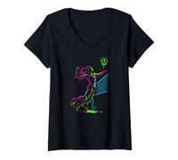 Mujer Voleibol Goteo Estilo Chica Jugador Volando para Power Net Hit Camiseta Cuello V