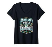 Mujer Voleibol Mamá y Voleibol Papá Mi Niño Tiene Voleibol Camiseta Cuello V