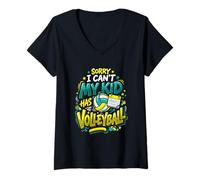 Mujer Voleibol Mamá y Voleibol Papá Mi Niño Tiene Voleibol Camiseta Cuello V