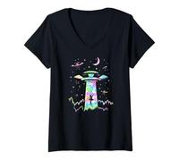 Mujer Volver a la Escuela Bailarina UFO Alien Flying Saucer Ballet Camiseta Cuello V