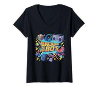 Mujer Volver a los 80s Sweet Old School Memories Gráfico Camiseta Cuello V