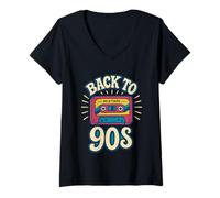Mujer Volver a los 90s Mixtape Retro Music Cassette Throwback Design Camiseta Cuello V