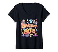 Mujer Volver a los años 80 Old School Retro 80's Throwback Vibe Camiseta Cuello V