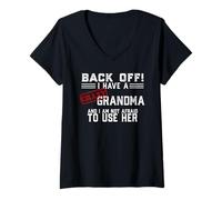 Mujer Volver Tengo UNA Abuela Loca Y NO Miedo Usar SU Meme Camiseta Cuello V