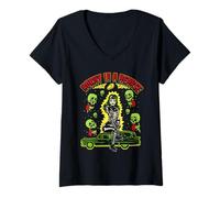 Mujer Voodoo Creepers Sexy Goth Girl Cachonda en un Coche fúnebre Camiseta Cuello V