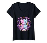 Mujer Voodoo Doll Pastel Goth Teddy Cute Bear Estética Halloween Camiseta Cuello V