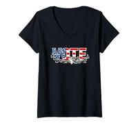 Mujer Votar Rompiendo Cadenas Democracia Patriótica Derecho al Voto Camiseta Cuello V