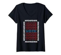 Mujer Vote Red White Blue Retro Voter Voting Election 2026 Camiseta Cuello V