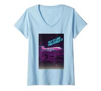 Mujer Vuela como si lo robaste Avión Retro Piloto Camiseta Cuello V