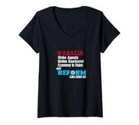 Mujer W.A.N.K.E.I.R Woke Agenda Nation Knackered Economy In Ruins Camiseta Cuello V