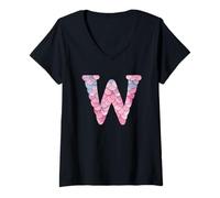 Mujer W Escamas Sirena Rosa Azul Pastel Camiseta Cuello V