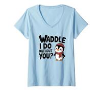 Mujer Waddle Lo hago sin que te eches de menos, divertido juego de palabras, pingüino Camiseta Cuello V