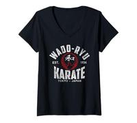 Mujer Wado-Ryu Karate Do Artes Marciales Japón Tokyo Vintage Camiseta Cuello V