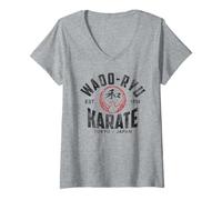 Mujer Wado-Ryu Karate Do Artes Marciales Japón Tokyo Vintage Camiseta Cuello V