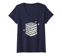 Mujer Waffle Lover Doodle Style, Amor Dulces Camiseta Cuello V