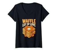 Mujer Waffle Mucho Amor Humor Desayuno Dulce Amante Diente Cita Camiseta Cuello V