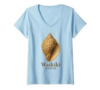 Mujer Waikiki Hawaii Beach Travel Vacaciones Shell Collector Camiseta Cuello V
