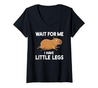 Mujer Wait For Me I Have Little Legs Capybara Funny Short Person Camiseta Cuello V