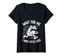 Mujer Wait For Me I Have Little Legs Frog Lovers Humor Divertido Camiseta Cuello V
