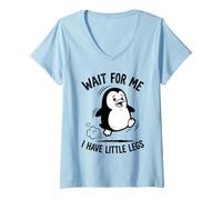 Mujer Wait For Me I Have Little Legs Penguin Lovers Humor Divertido Camiseta Cuello V