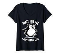 Mujer Wait For Me I Have Little Legs Penguin Lovers Humor Divertido Camiseta Cuello V