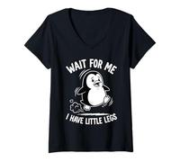 Mujer Wait For Me I Have Little Legs Penguin Lovers Humor Divertido Camiseta Cuello V