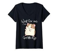 Mujer Wait For Me Ive Got Little Legs Funny Guinea Pig Roedores Camiseta Cuello V