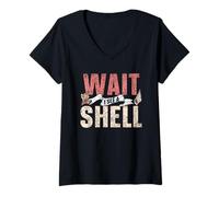 Mujer Wait I See A Shell Recoger Seashells Seashell Beach Camiseta Cuello V