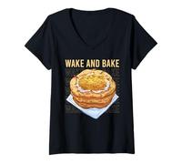 Mujer Wake and Bake Funny Sourdough Baking Bread Gift Camiseta Cuello V